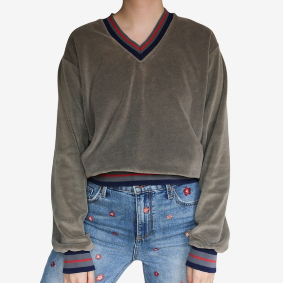 Vintage | Campus Velour V Neck Pullover - Picture 2 of 14